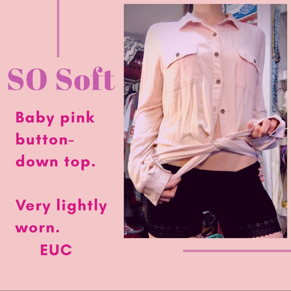 SO Soft Button Down Top PALE PINK